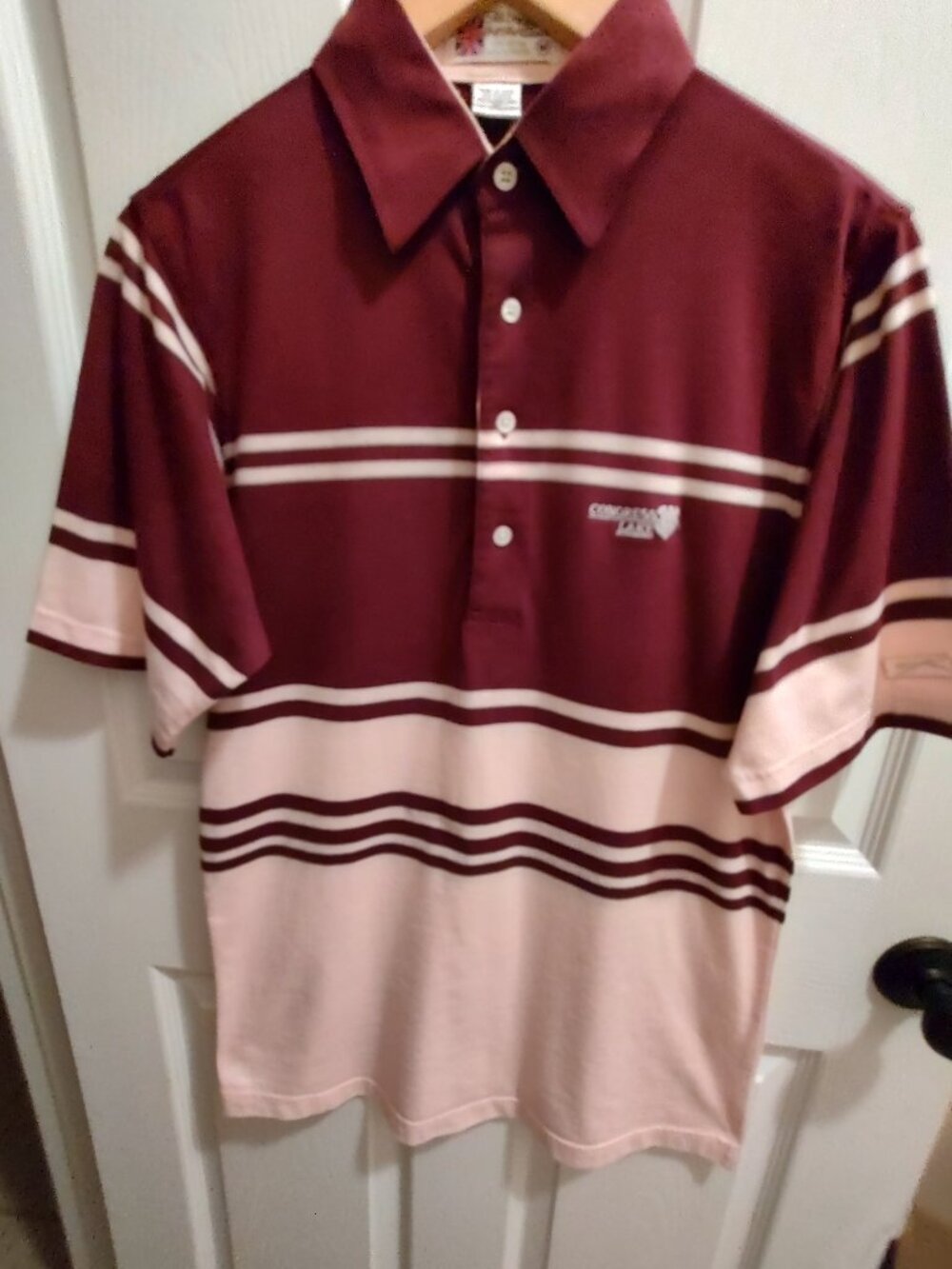 SLAZENGER POLO SHIRT SHORT SLEEVES BURGANDY PINK CONGRESS LAKE GOLF LOGO MEDIUM